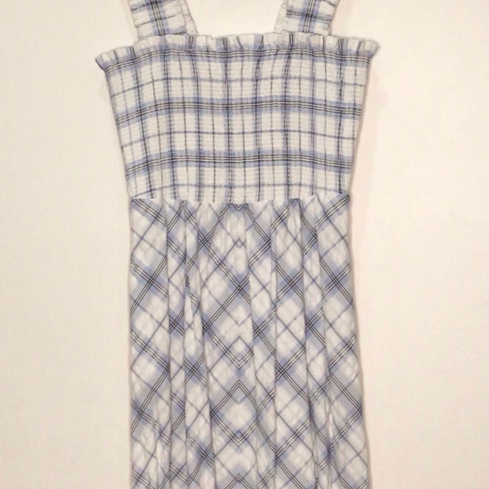 Eliza J White and Light Blue Plaid Midi Dress 10 - Picture 2 of 8